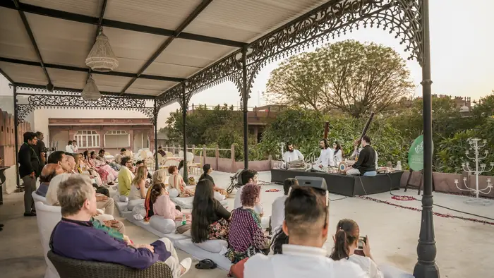A group listening session